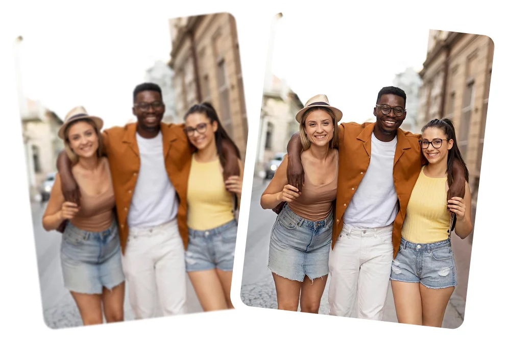 AI enhancement preserves natural skin tones and textures.