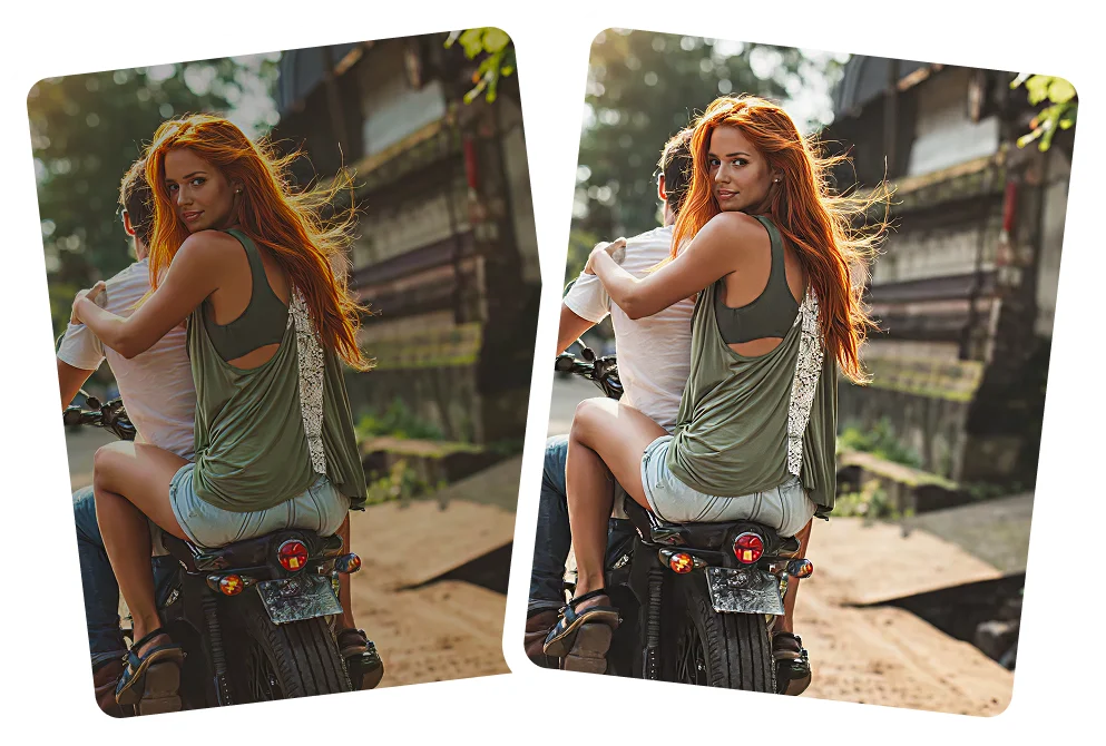 AI photo enhancement improves low-quality image.